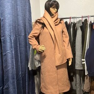 Club Monaco full zip peach coat with scarf